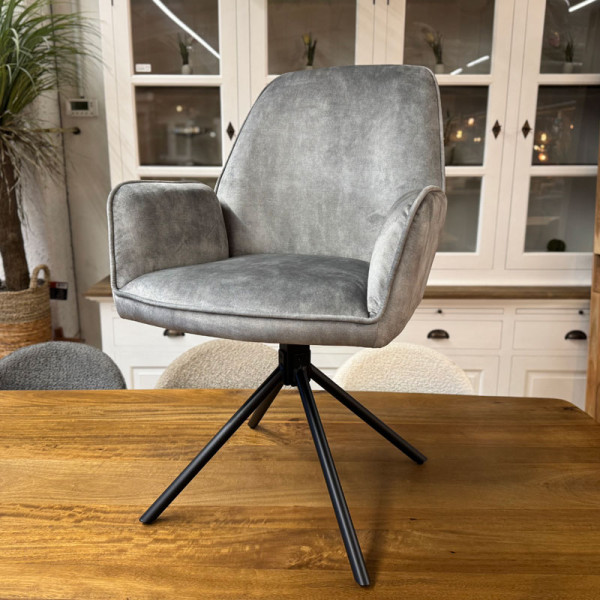 Fauteuil de table pivotant Noah en velours