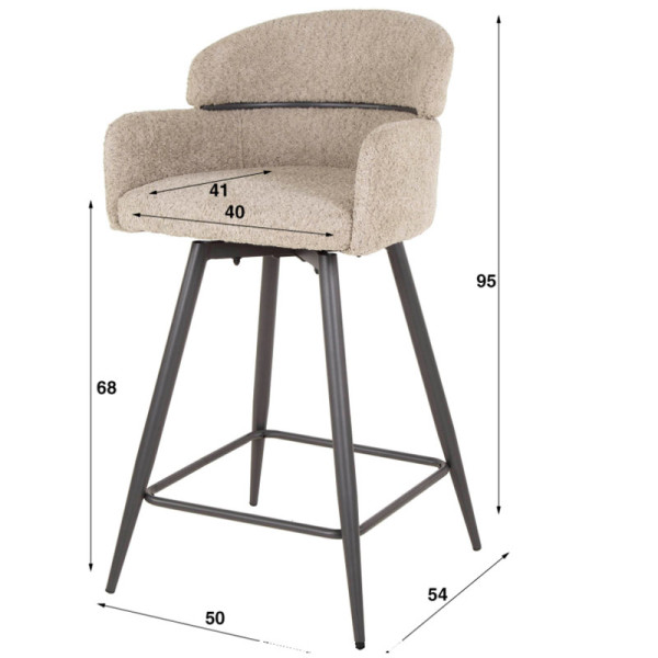 Tabouret pivotant Kew bouclette