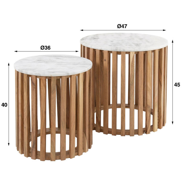 Paire de tables d'appoint marbre blanc