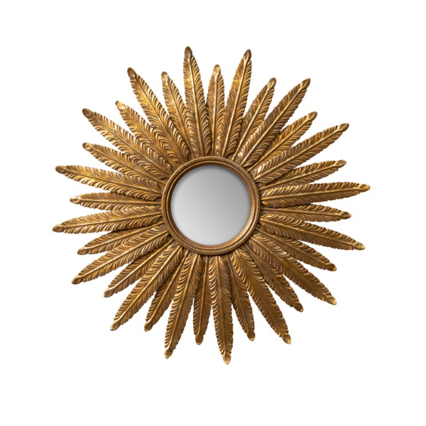 Miroir convexe plumes d'or