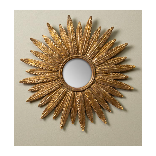 Miroir convexe plumes d'or