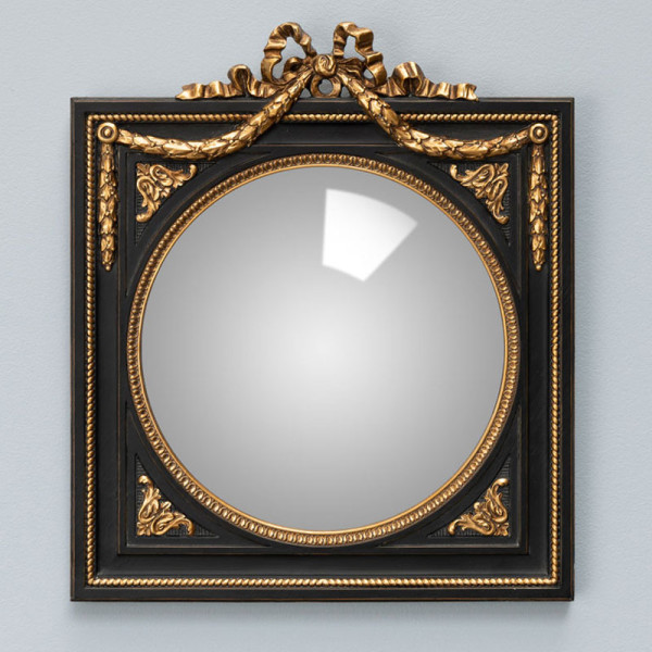 Miroir convexe cadre noir et doré