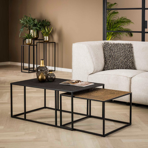 Tables basses gigognes Velma noir et bronze