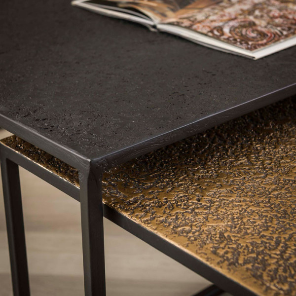 Tables basses gigognes Velma noir et bronze