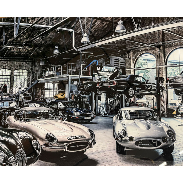 Impression sur verre Garage Jaguar