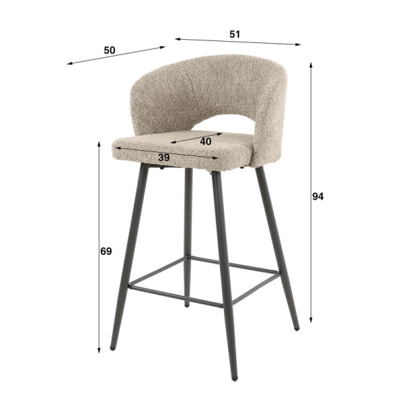 Tabouret Tod bouclette