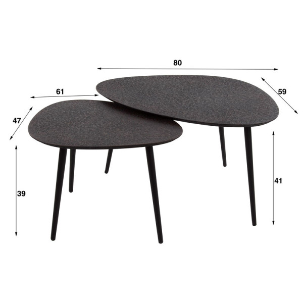 Paire tables basses Velma noir